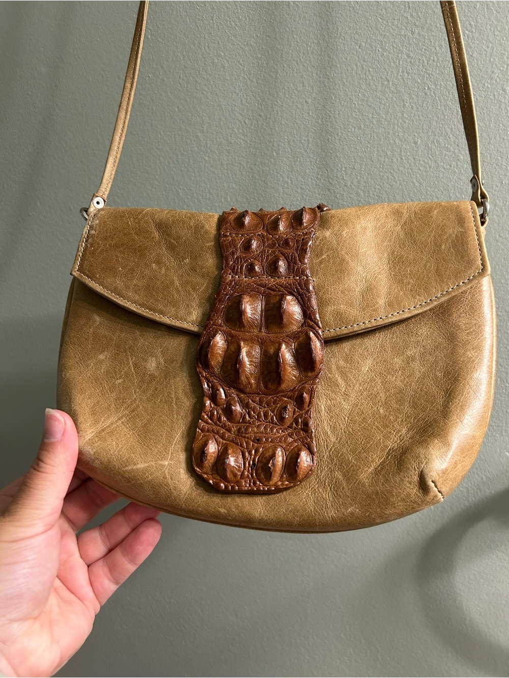 Designer exotic Alligator and leather crossbody purse made in South Africa